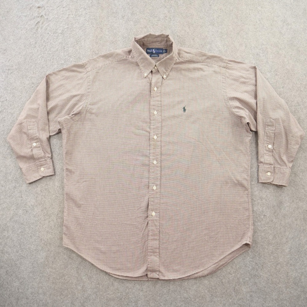 Ralph Lauren Shirt Mens Large Brown Button Up Blake Cotton